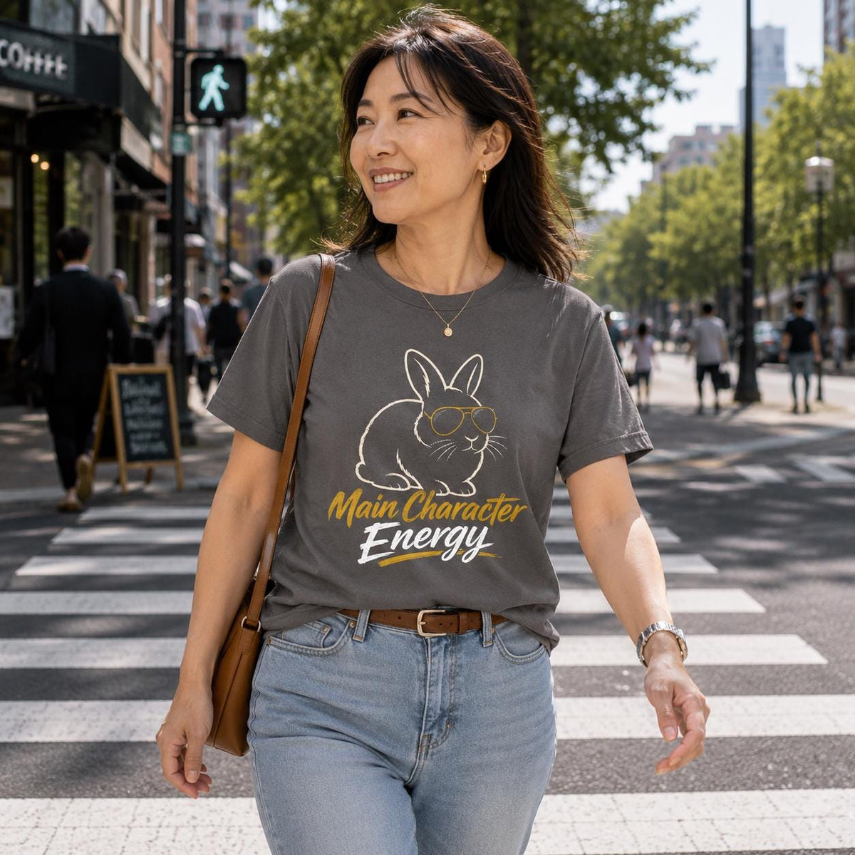 Main Character Energy Rabbit Shirt, Bunny Sunglasses Graphic Tee, Animal Lover Apparel