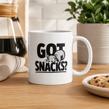Funny Squirrel Mug, Got Snacks? Woodland Wildlife Coffee Cup