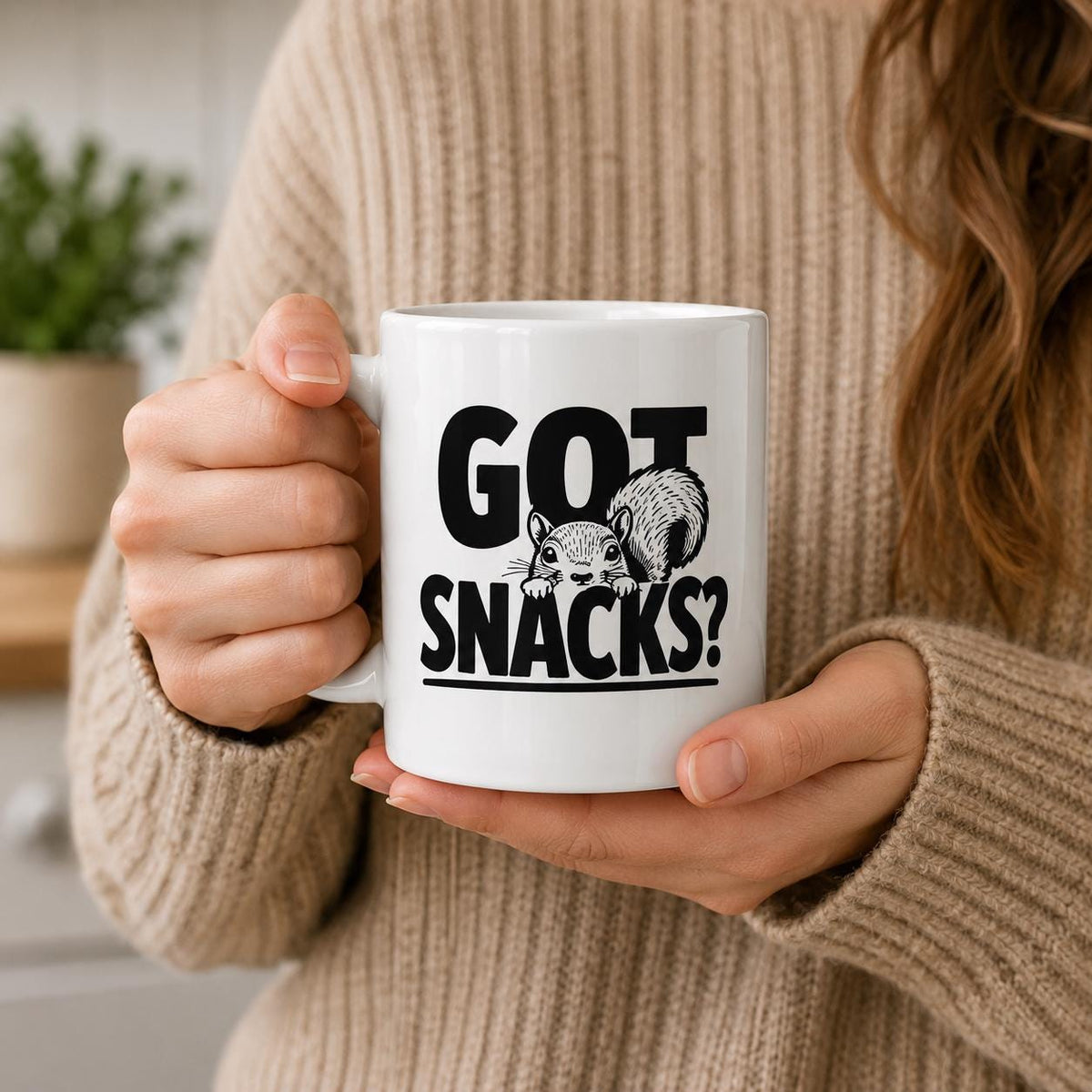 Funny Squirrel Mug, Got Snacks? Woodland Wildlife Coffee Cup