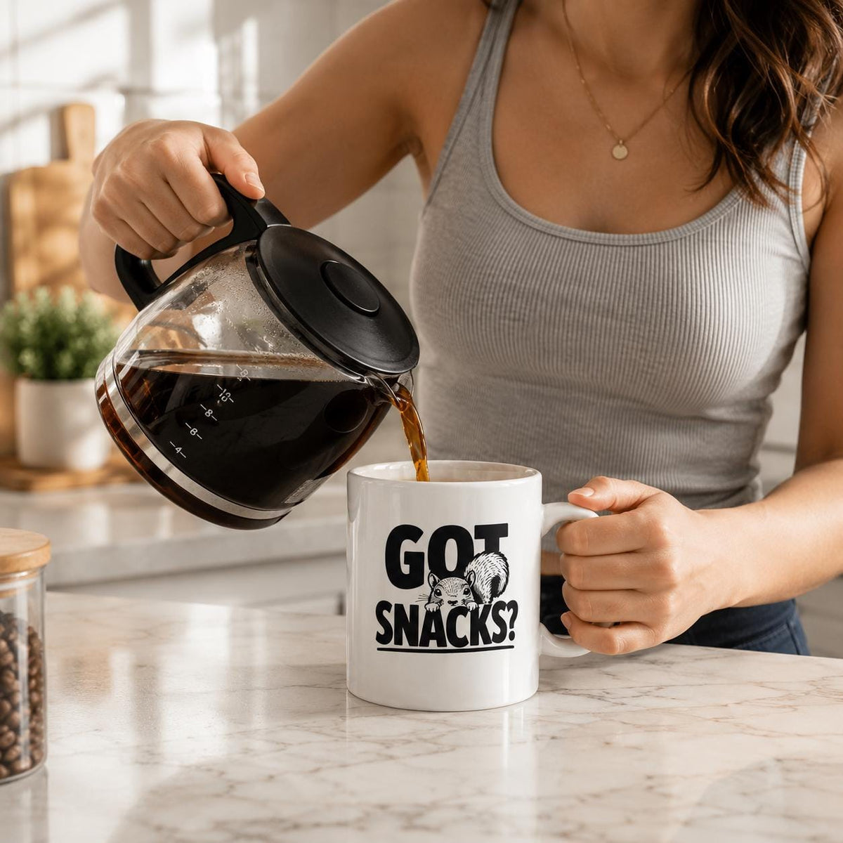 Funny Squirrel Mug, Got Snacks? Woodland Wildlife Coffee Cup
