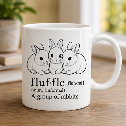 Fluffle Definition Mug, Rabbit Group Art, 11oz or 15oz Ceramic Coffee Cup