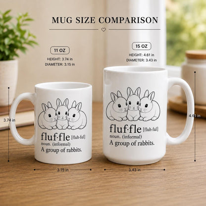 Fluffle Definition Mug, Rabbit Group Art, 11oz or 15oz Ceramic Coffee Cup