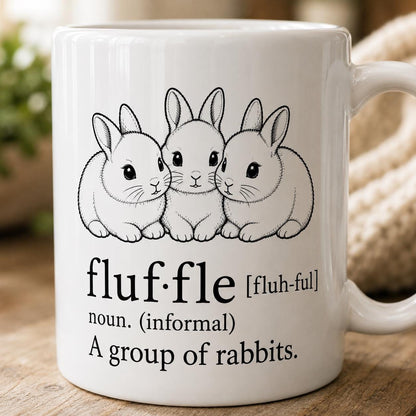 Fluffle Definition Mug, Rabbit Group Art, 11oz or 15oz Ceramic Coffee Cup