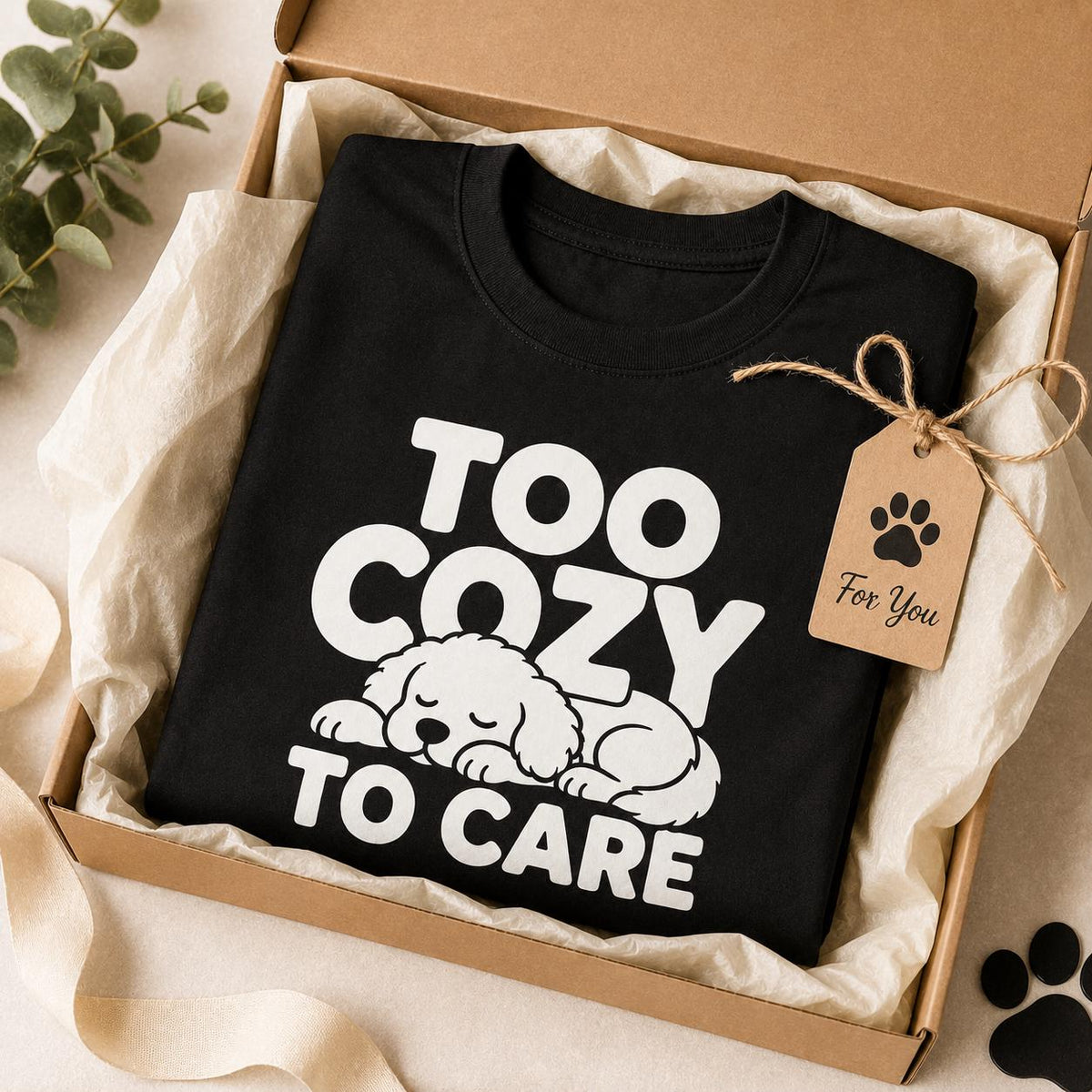 Too Cozy to Care Dog Shirt, Sleeping Fluffy Graphic Tee, Pet Lover Gift