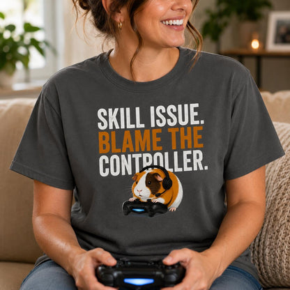 Funny Guinea Pig Gamer T-Shirt, Organic Cotton Gaming Tee, Controller Blame Shirt