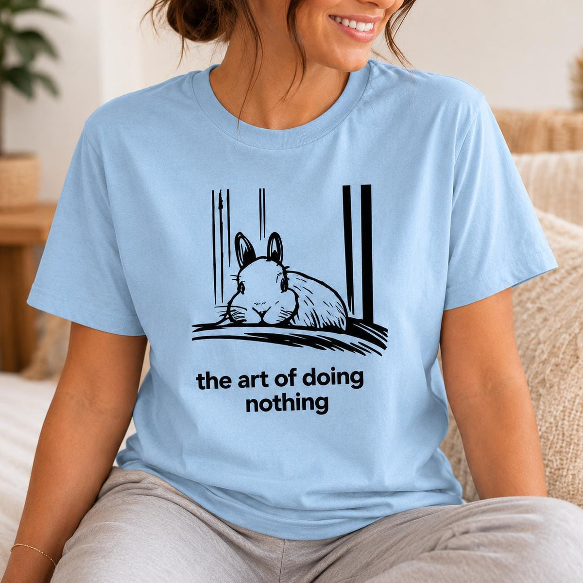Funny Rabbit Shirt The Art Of Doing Nothing Bunny Lover Gift Cozy Animal Tee