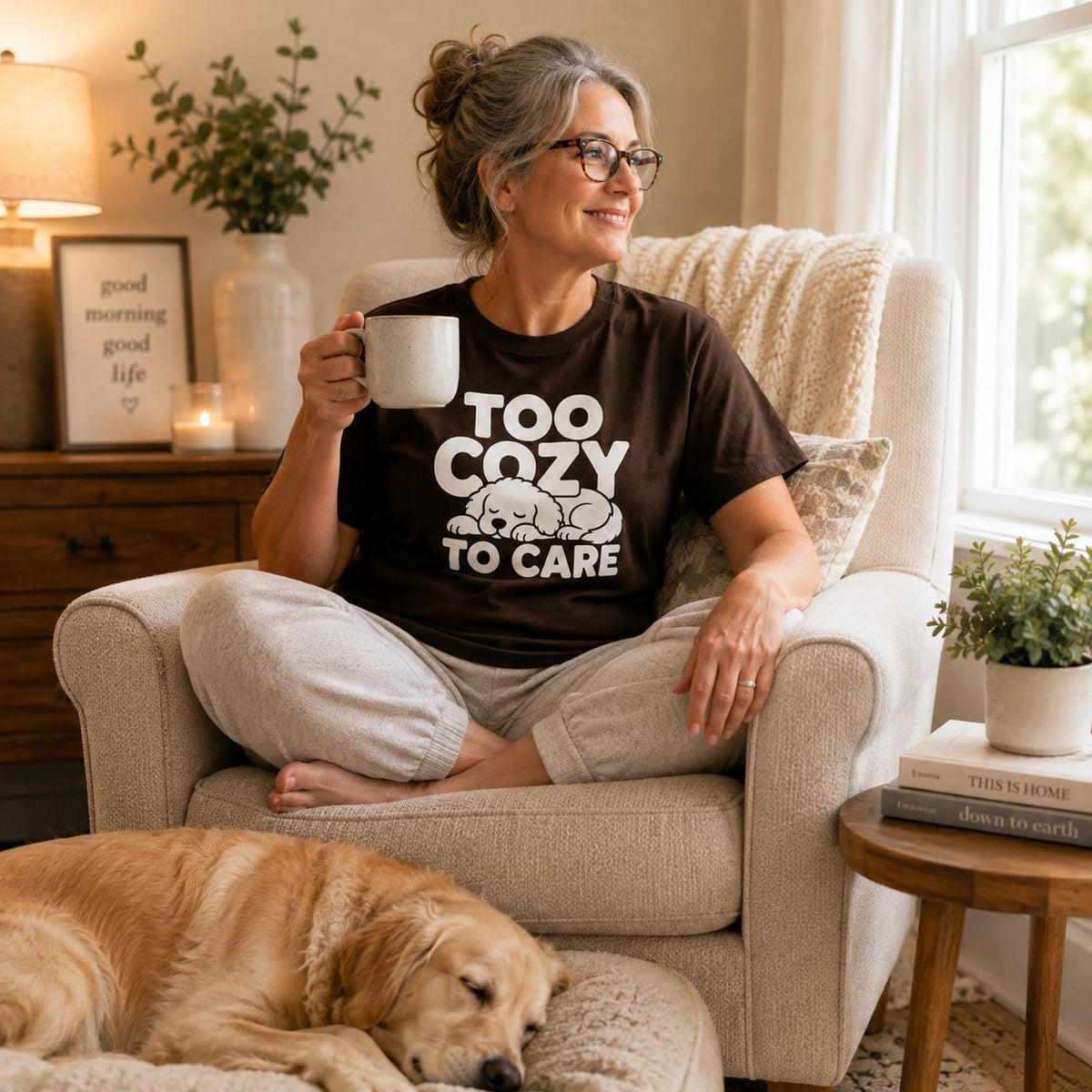 Too Cozy to Care Dog Shirt, Sleeping Fluffy Graphic Tee, Pet Lover Gift