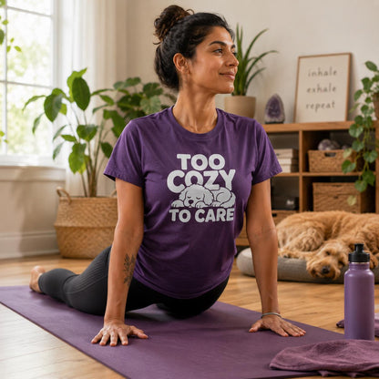 Too Cozy to Care Dog Shirt, Sleeping Fluffy Graphic Tee, Pet Lover Gift