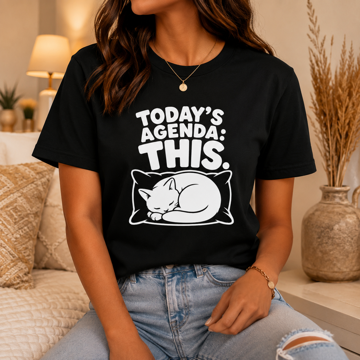 Today’s Agenda This Cat T-Shirt, Funny Sleeping Cat Graphic Tee