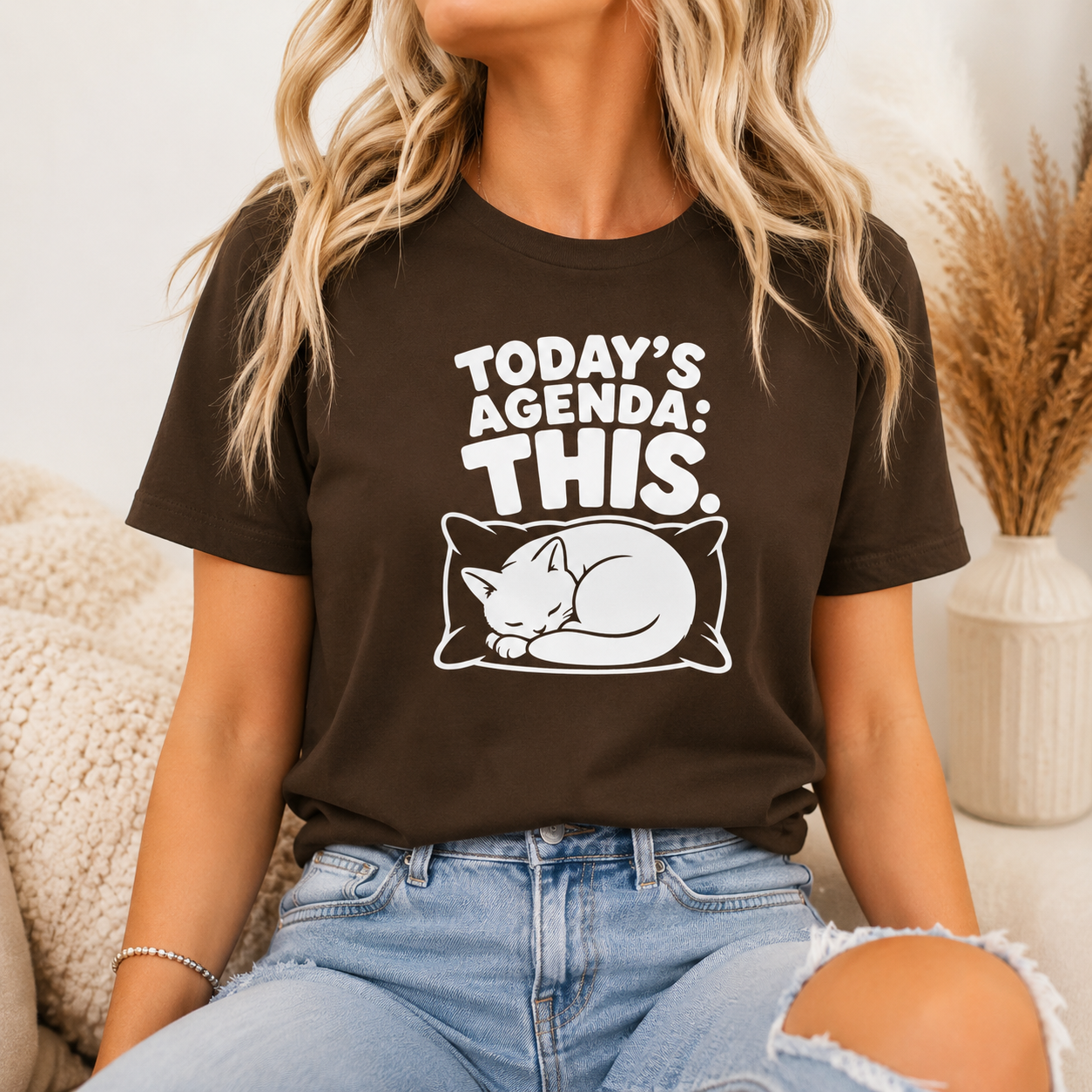 Today’s Agenda This Cat T-Shirt, Funny Sleeping Cat Graphic Tee