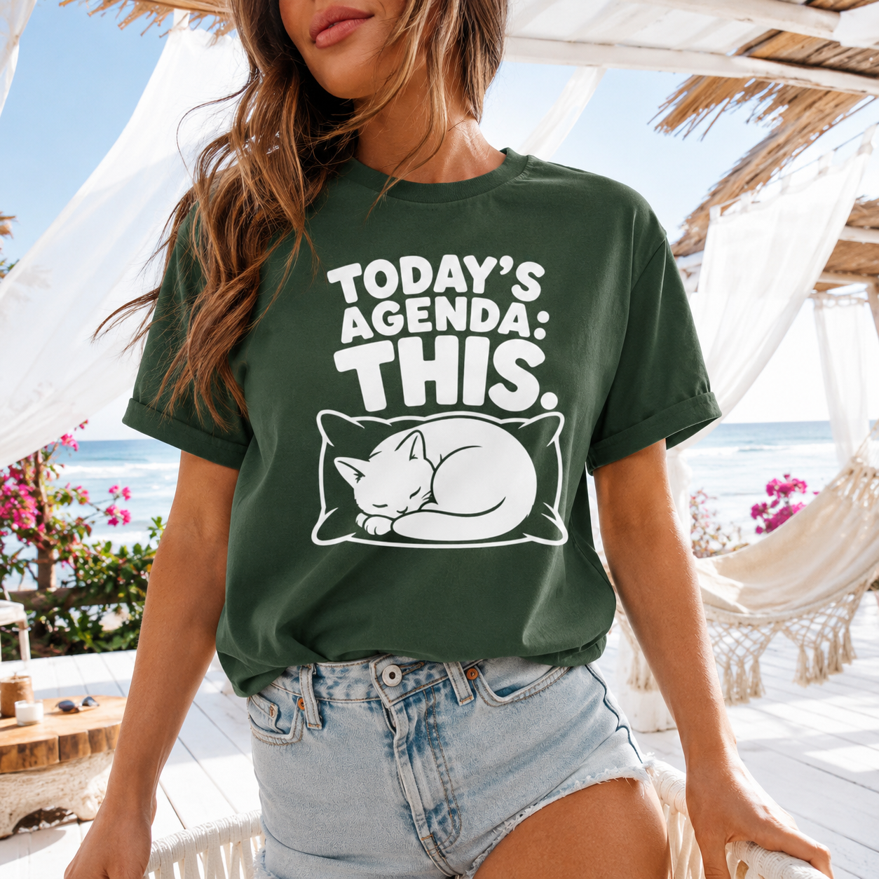 Today’s Agenda This Cat T-Shirt, Funny Sleeping Cat Graphic Tee