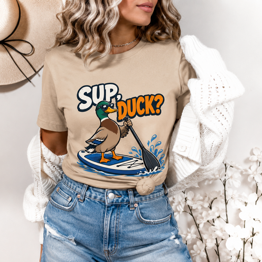 Sup Duck T-Shirt, Funny Mallard Water Sports Graphic Tee