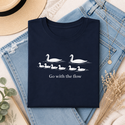 Go With the Flow Swan T-Shirt, Nature Bird Graphic Tee
