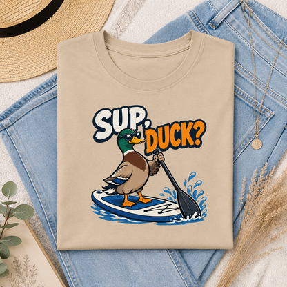 Sup Duck T-Shirt, Funny Mallard Water Sports Graphic Tee