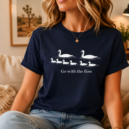 Go With the Flow Swan T-Shirt, Nature Bird Graphic Tee