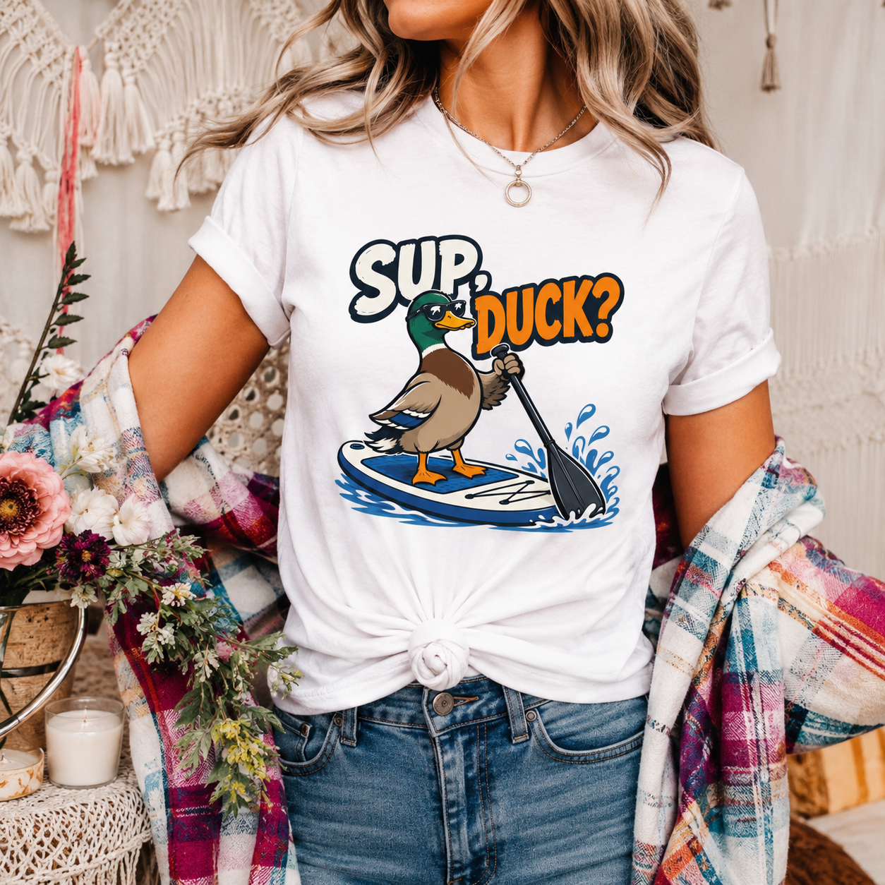 Sup Duck T-Shirt, Funny Mallard Water Sports Graphic Tee