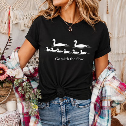 Go With the Flow Swan T-Shirt, Nature Bird Graphic Tee