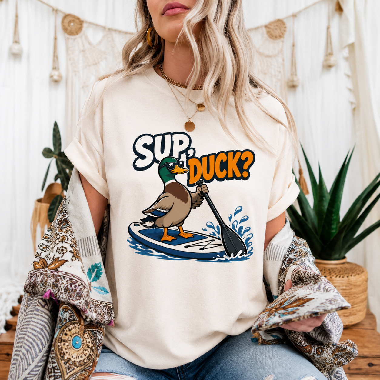 Sup Duck T-Shirt, Funny Mallard Water Sports Graphic Tee