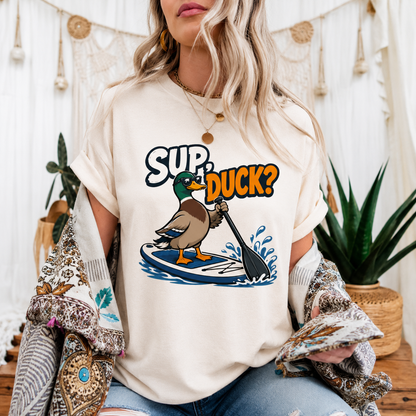 Sup Duck T-Shirt, Funny Mallard Water Sports Graphic Tee