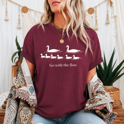 Go With the Flow Swan T-Shirt, Nature Bird Graphic Tee